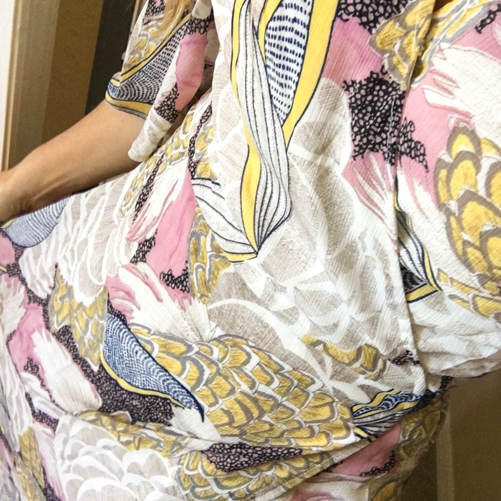 Multicolor Floral 3/4 Sleeve Wrap Maxi Dress - Picture 8 of 8